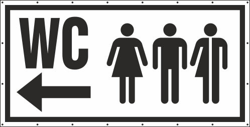 WC M W D Unisex Pfeil links Banner Schild