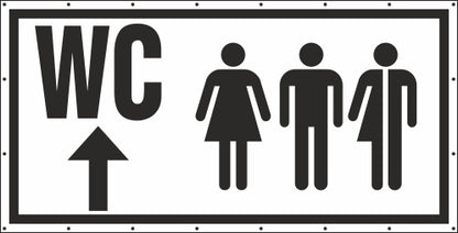 WC M W D Unisex Pfeil oben Banner Schild