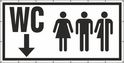 WC M W D Unisex Pfeil unten Banner Schild