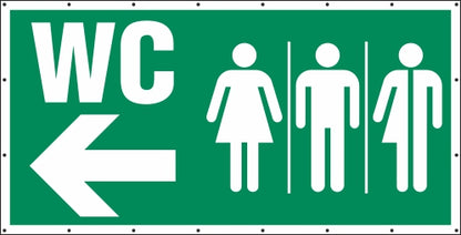 WC M W Pfeil rechts grün Banner Schild
