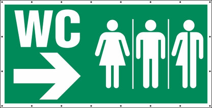 WC M W Pfeil links grün Banner Schild