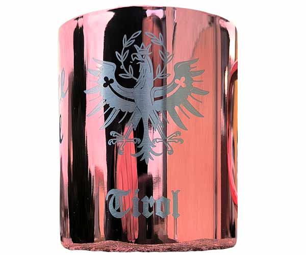 Tirol Adler Wappen Lasergravur Metallbecher Kupfer