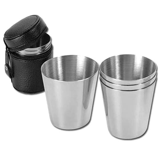 Schnapsbecher / Shortbecher, für unterwegs im Set, Edelstahl robust, Schnaps, Becher nicht nur für Fasnet, Fasching, Karnevall