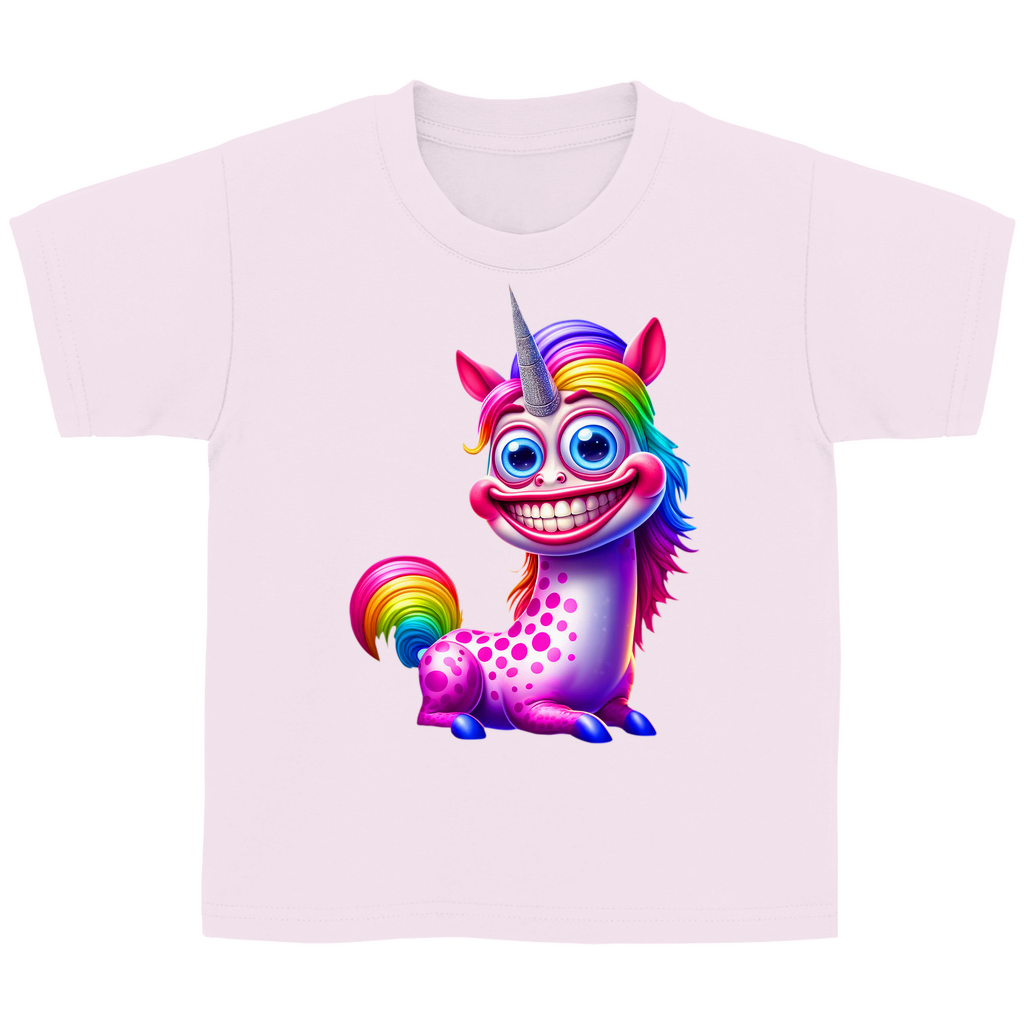 Kinder Basic T-Shirt Einhorn  grinsend