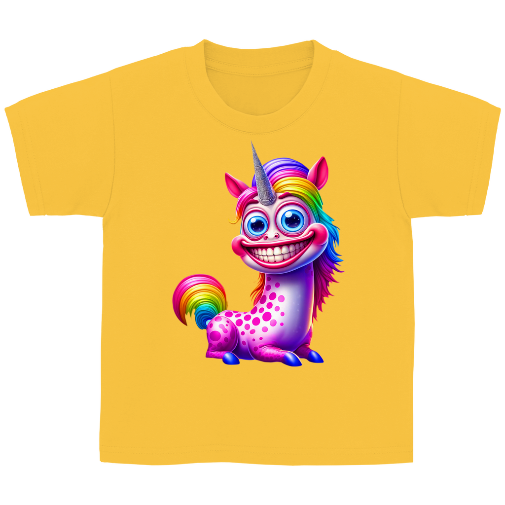 Kinder Basic T-Shirt Einhorn  grinsend