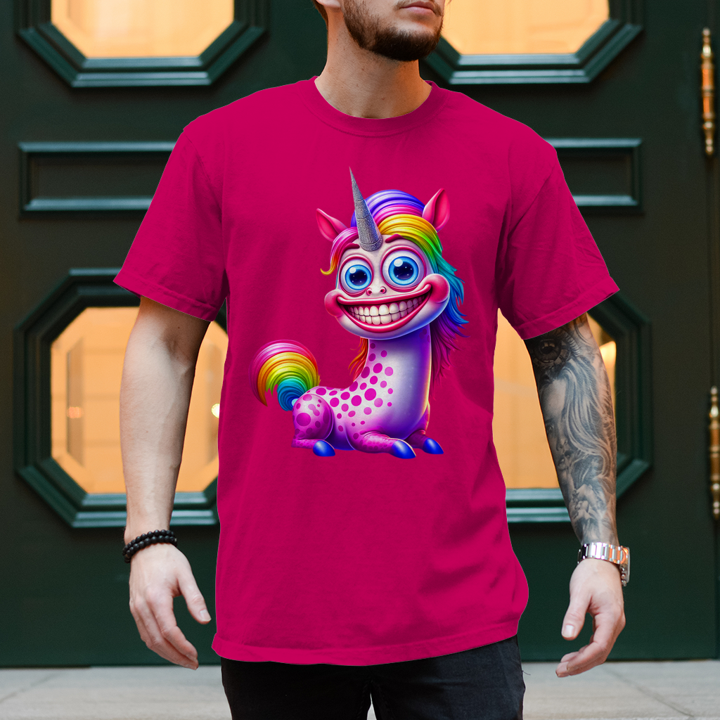 Herren T-Shirt mit "grinsendes Einhorn"