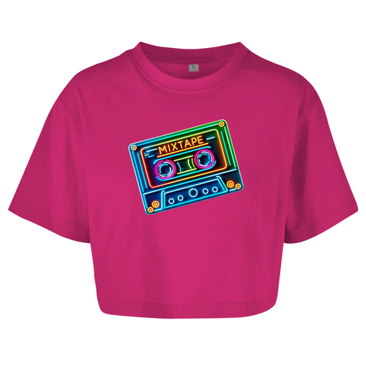 Damen Oversize Crop "Top Mixtape"