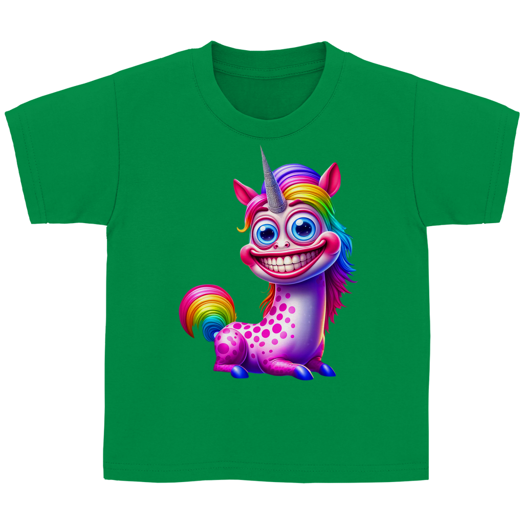 Kinder Basic T-Shirt Einhorn  grinsend