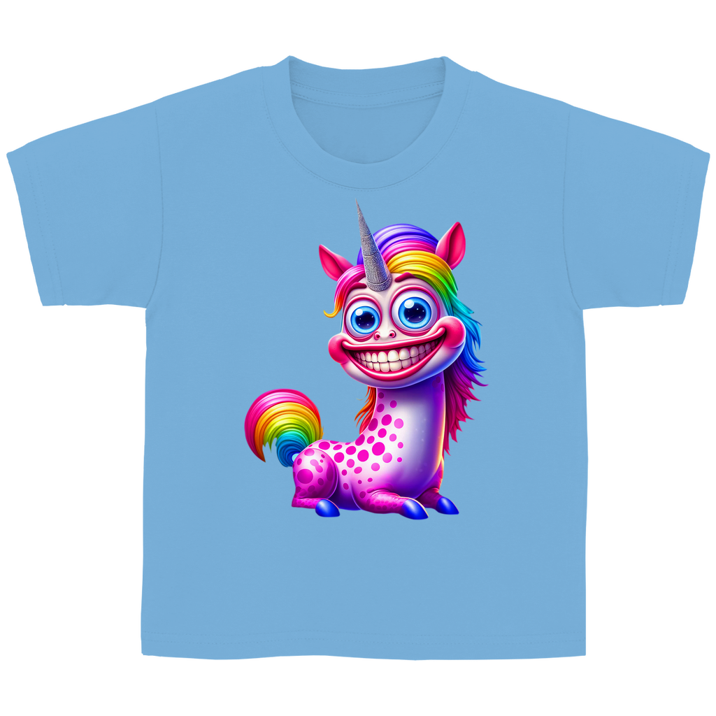 Kinder Basic T-Shirt Einhorn  grinsend