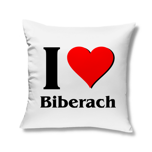Kopfkissen "I Love Biberach, schwarz/rot"